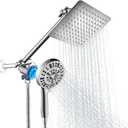 Rain Shower Head, Upgrade Shower Heads with Handheld, Features fixed 12" showerhead and 10 spray handheld shower head. The removable shower head includes a magnetic base and powerful spray (Silver)