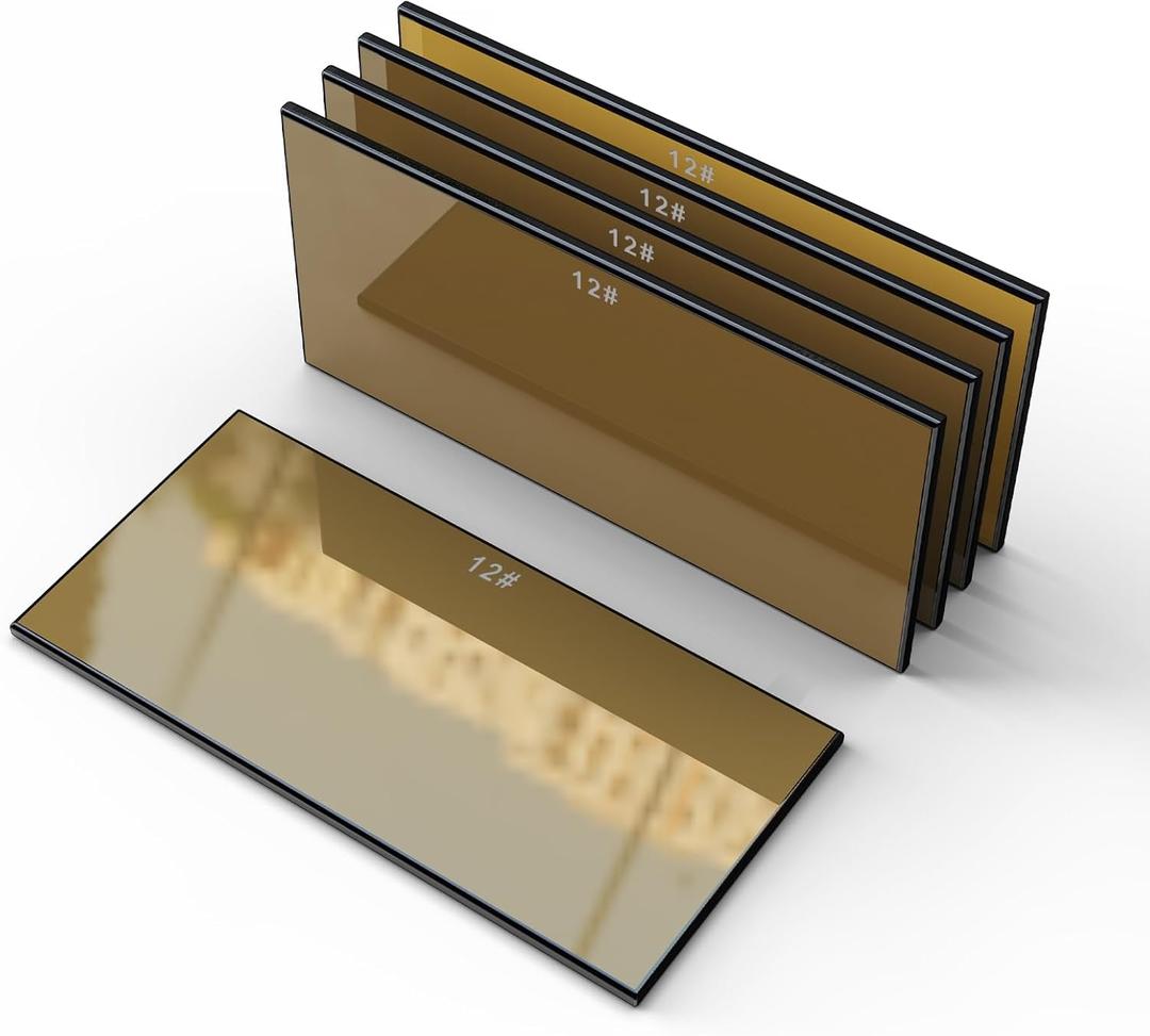 TRQWH 5pcs Welding Hardened Glass Gold Lens Shade 12 Darkening Filter Plates 2" x 4.25" HD Glass Welding Helmet Lens