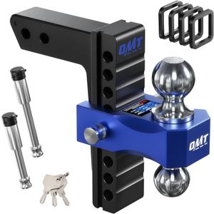 Orion Motor Tech Adjustable Trailer Hitch, Fits 2 in Receiver 8 in Drop & Rise Hitch, 12500 LBS GTW, Class 3, 4 Hitch, Heavy Duty Aluminum Drop Hitch for Truck with Three Anti-Theft Locking Hitch Pins