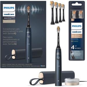Philips Sonicare DiamondClean Prestige 9900 Rechargeable Electric Toothbrush with SenseIQ, 5 Premium All-in-One Brush Heads, Plaque Removal, Gum Care, Whitening, Midnight, BD9002AZ (1 Count (Pack of 1))