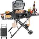 Outdoor Portable Grill Table Cart for Ninja Woodfire- OG701 OG850 OG951, 51in Large Foldable Grill Stand for Ninja Blackstone, Weber, with Paper Towel Holder and J-hooks (30 in.)