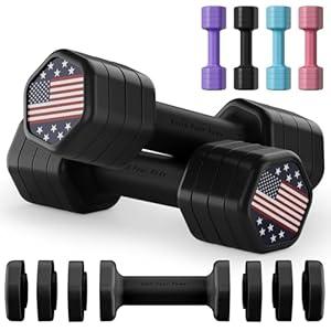 Zempox Adjustable Dumbbell Set of 2, 4 in 1 Hand Weights for Women at Home, 5 lb Weights Dumbbells set of 2, Each 2lb 3lb 4lb 5lb with TPU Soft Rubber Handle for Home Gym Exercise Training, Black