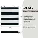FUNHOME Outdoor Chair Cushions 18"x18"x2.5" Set of 2,Water Resistant Patio Chair Cushion with Zipper&Ties,18x18 Inch Replacement Square Seat Cushion for Garden Chairs(Black White)