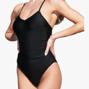 Women's One Piece Swimsuits Bathing Suits Cutout V Neck Tummy Control Adjustable Straps O Ring, Size Medium