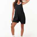 ANRABESS Womens Rompers Summer Casual Loose Sleeveless Overalls Spaghetti Strap Shorts Jumpsuit 2026 Beach Vacation Clothes (Black, L)