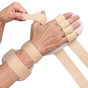 DrFinger Stroke Hand Brace Splint for Straightening Fingers with 5 Fingers Resting Support,Prevent Fingers Curling, Dupuytren's Contractures, Hand Spasms, Fit Right & Left, Men & Women - M (Beige)