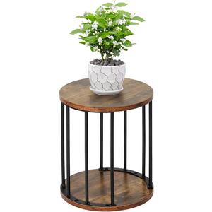 Plant Stand Indoor,small plant stool,Flower Pot Corner stand holder,Mid Century Heavy Duty Metal Tall Home Decor,Modern Round End Table,Small Rustic Display Stand for Living Room,Bedroom(Brown,14In)
