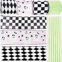 Amazon.com: Meseey Black and White Glitter Diamond Check Wired Edge Ribbon 2.5" x 20 Yards Christmas Decorative Ribbons for Halloween Fall Tree Wrapping DIY Crafts (Black Glittery Diamond Checkered) : Health & Household