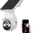 1080p WiFi Outdoor Security Camera with Solar Panel, Battery Powered, AI Motion Detection, Night Vision, Two Way Talk, IP65, Cloud Storage, Human Detection, 2.4GHz Only, Pan Tilt