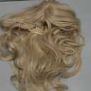 Haloo Blonde Wigs with Bangs Long Wavy Layered Haircut Natural Looking Fluffy Synthetic Heat Resistant Hair Wig for Women Daily Party, 24 Inch