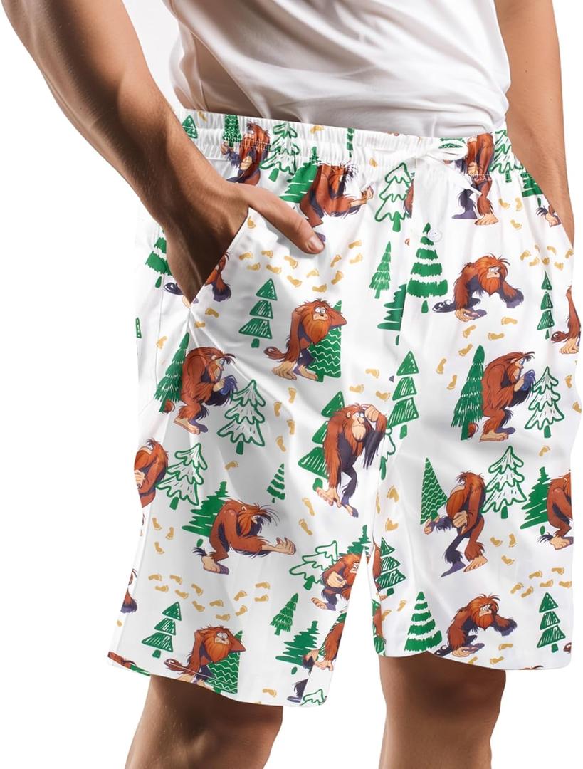 Vogseek Pajama Shorts for Men, Men's Pajama Bottoms, Sleep wear Pjs Pants (Red, M)