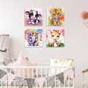 hkejoi 4 Pack Animal Paint by Numbers Kit for Kids with Framed, Easy Paint by Number Crafts for Ages 4-8, Simple Painting Kits for Home Wall Decor 7.87''Wx7.87''L (Cartoon-1)