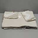 Luxurious Tufted Cotton Boho Duvet Cover Queen Set 3 Pieces, Linen Like,Top-end Textured Cotton Fabric, Breathable,No Shedding, Easycare, Queen Size, Beige Linen Color