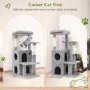 Globlazer Cat Tree Tower for Indoor Cats, 50-inch Adult Cat Tree House for Large Adult Cats with Steps, Scratching Post, 2 Cat Caves, Dangling Toys, FC50, Light Grey