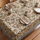 Horaldaily Spring Tablecloth 60x140 Inch Rectangular, Vintage Boho Style Rose Peony Butterflies Birds Floral Green Washable Seasonal 250GSM Table Cover for Party Picnic Dinner Decor