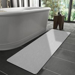 Hoolqxo Diatomaceous Earth Bath mat Rubber Non Slip Super Absorbent Bath Mat Quick Dry Bathroom Rugs Thin Bathroom Floor Mats Fit Under Door- Shower Rug for in Front of Bathtub Shower,15.7"*23.6