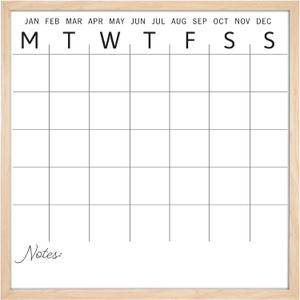 MCS Dry Erase Calander 30x30 Natural Framed Monthly Calendar for The Wall, Stay Organized with Family Planner for Appointments, Sports, Events & More