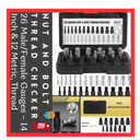 Nut And Bolt Thread Checker, 26 Male/Female Gauges - 14 Inch & 12 Metric, Thread