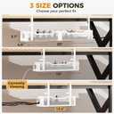 Under Desk Cable Management Tray White, Cinati Wire Organizers No Drill, Cable Tray with Clamp for Wire Management, Cord Organization Box for Office, Home - No Damage to Desk