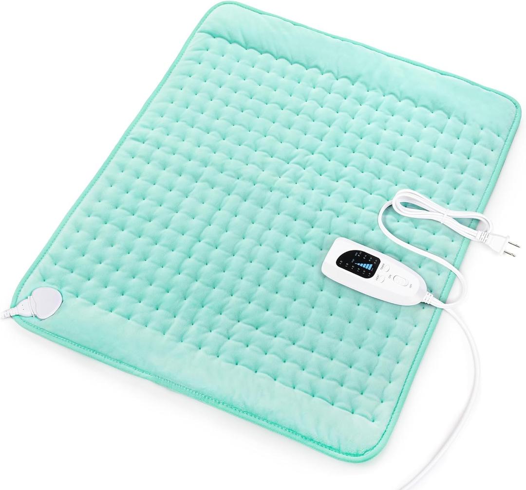 Deepsoon Heating Pad,Electric Heating Pads for Back,Neck,Moist Heating Pad for Abdomen Shoulder Knee Legs,Dry/Moist Heat&Auto Shut Off,Mother's Day Birthday for Men and Women,Light Green,24x20 Inch