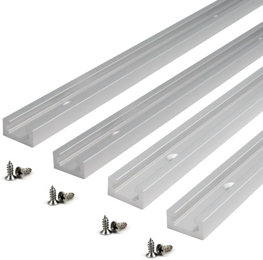 300mm T-Track Aluminum Alloy T-Slot Track Slider with Self-taping Screws for Woodworking and Clamps, 4pcs/pack (Size:300mm)