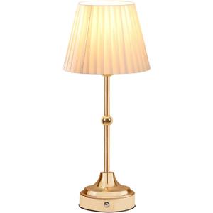 Cordless Metal Table Lamp,3 Color Touch Sensor Control Portable LED Table Lamp,3-Levels Brightness Rechargeable Bedside Lamp,Night Light for Kids Nursery,Dining Room Lamp (Light Gold)