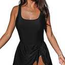 CUPSHE Women's One Piece Swimsuit Bathing Suit Scoop Neck Swim dress Wide Straps Tie Knot Swim Skirt