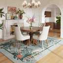 Area Rugs 8x10 Clearance Chinoiserie-Style Floral Vintage Machine Washable Non Slip Low Pile Large Rug for Bedroom, Farmhouse, Dining Room, Kids Playroom, Blue