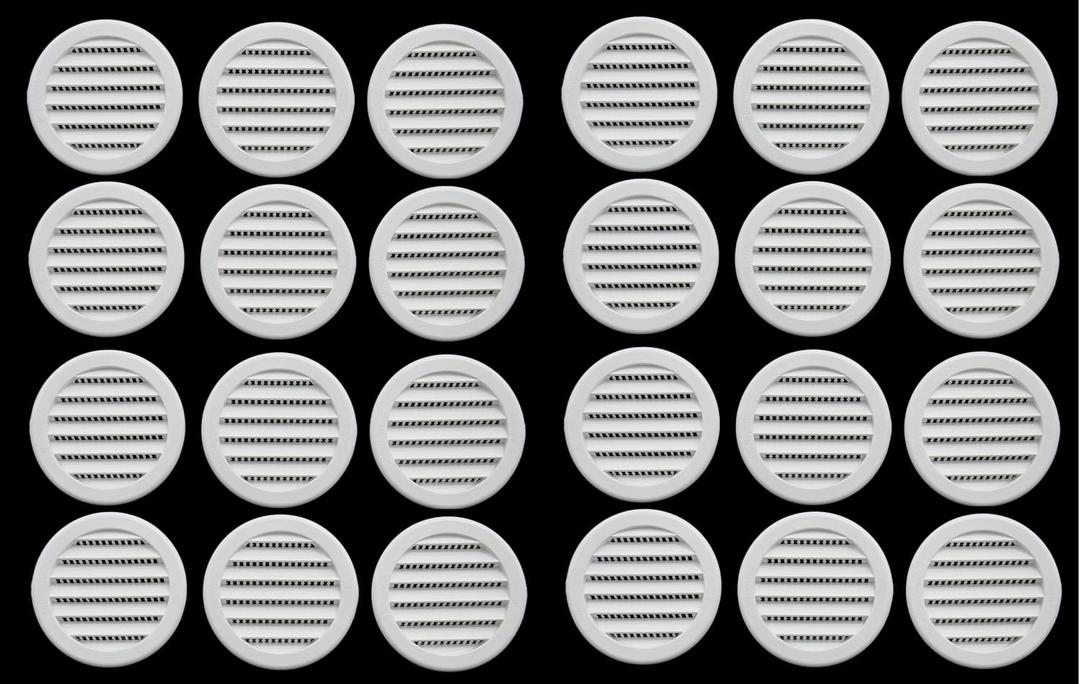 White 4" Round Plastic Soffit Air Vent 50 Pack