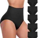 Women's Briefs Underwear High Waist Tummy Control Full Coverage Panties, Ladies Postpartum Underpants 5 Pack, Size M