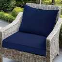 Fabuday Outdoor Chair Cushions Set - 22 x 22 Inch Waterproof & Fade Resistant Patio Furniture with Removable Cover Deep Seat & Back Pillow with Ties Replacement for Sunbrella Outside Sofa Couch Blue