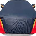 6 Layers Car Cover for Automobiles All Weather Waterproof, Outdoor Full Exterior Cover Rain Sun UV Snowproof Protection with Zipper Cotton, Mirror Pocket for Sedan (190195 inch)