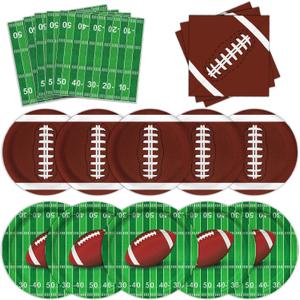 Football Party Supplies Kit, Serves 50 Football Party Decorations Includes Dinner Plates, Dessert Plates, Napkins Perfect for Football Birthday Game Day Tailgate Decorations