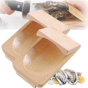 1/2/3PCS Oyster Shucking Clamp, 813cm Wood Shucking Clamp Oyster Shucking Protector, Wooden Holder Oyster Shucking Clamp, Oyster Opener Tool for Kitchen Home Outdoor Barbecue Camping (2PCS)
