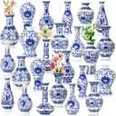Maxcheck 24 Pcs Porcelain Blue and White Vase Mini Chinoiserie Bud Vase Vintage Ceramic Oriental Handmade Chinese Flower Jardiniere for Home Office Shelf Table Centerpieces Decor