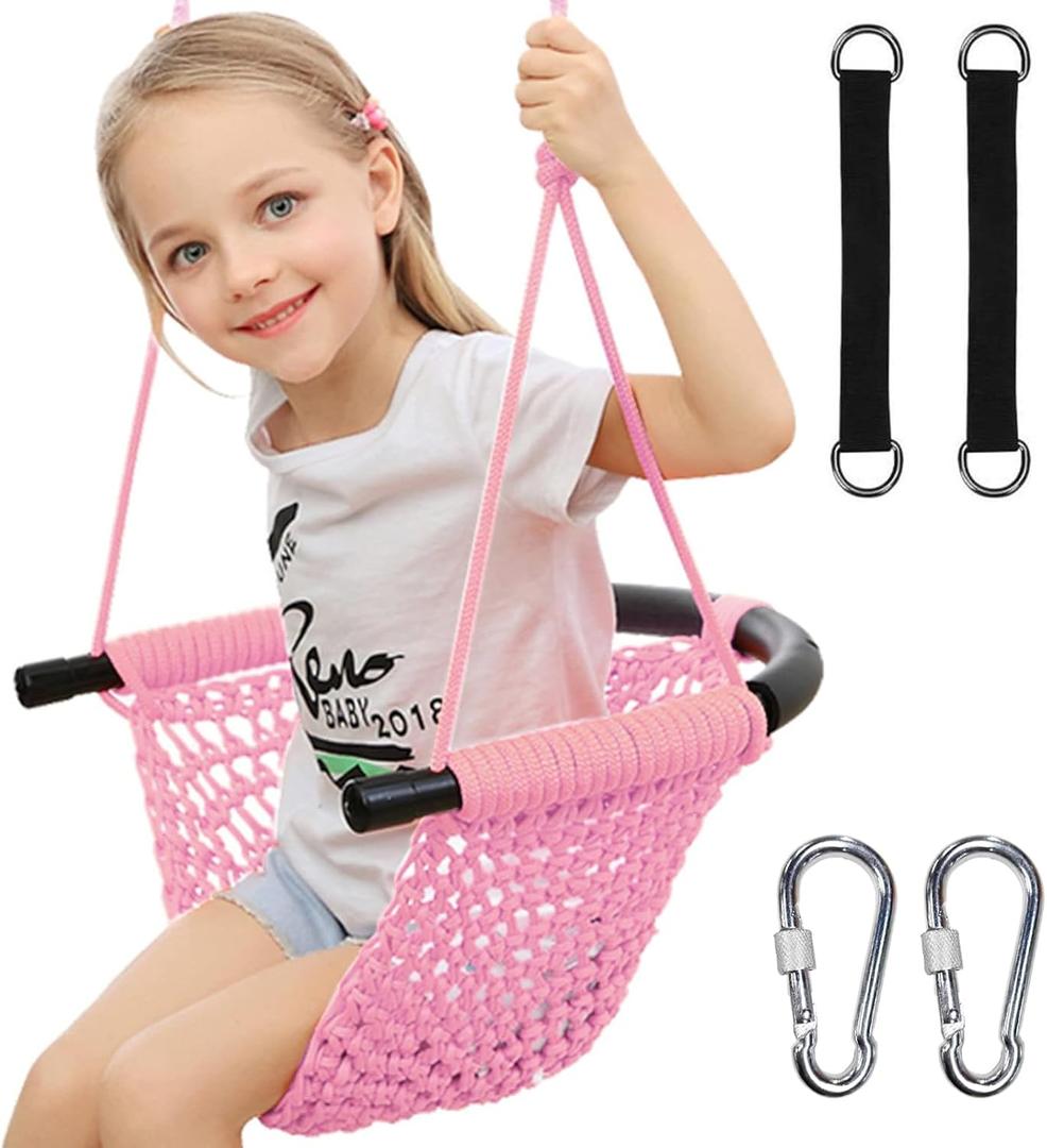 Kids Tree Swing Seat for Kids Rope Swing Seat, Indoor Swing for Kids Outdoor, Backyard Swing Tree Swing Seat Door Swing (Pink)