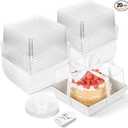 7 x 7 x 4 Inches Paper Cake Boxes with Clear Lids, 20 Pack Disposable Charcuterie Boxes Square Food Containers for 4-6 Inch Cake, Dessert, Pie, Cupcake, Bakery (White)