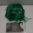 PLULON Dark Green Bob Wig and Sunglass Set, Neon Short Bob Wig Sunglass Pack Costume Colorful Cosplay Wig Hairpieces for Bachelorette Neon Party Favors, Halloween Decorations