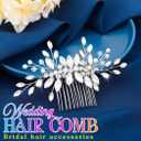 HEREAD Rhinestone Bride Wedding Hair Comb Silver Crystal Bridal Hair Pieces Pearl Hair Accessories for Women (Silver)