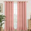 YoungsTex Dusty Rose Pink Linen Curtains 84 Inch Length for Living Room Spring, Blush Peach Semi Sheer Drapes with Grommet Light Filtering for Bedroom, 2 Panels, 52 X 84 Inch