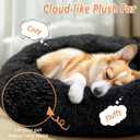 JOLLYVOGUE Calming Dog Bed Medium Size Dog, 31in Donut Washable Medium Pet Bed, Anti-Slip & Anti-Anxiety Fluffy Faux Fur Round Dogs Bed, Fits up to 45 lbs Pets (Black)