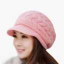 Loritta Womens Winter Beanie Hats Thick Warm Knitted Chunky Soft Slouchy Cap with Visor Brim