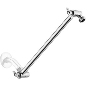 11 Inch Adjustable Shower Head Extension Arm With Locking Set Screw, Singing Rain Solid Brass Chrome Angle Height Adjustable, Easy To Install, G1/2 Universal Connector Compatible (Chrome Finish)