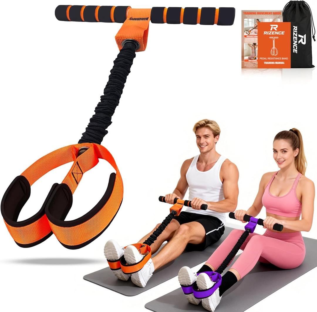 2026 Upgrade Pedal Resistance Bands with Handle - Multifunction Thickened Latex Tubes Foot Pedal Resistance Band - Fashion Puller Sit Up Equipment for Men Women for Full Body Exercise - 75LBS