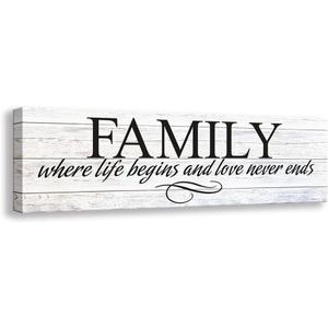 Kas Home Inspirational Quotes Motto Canvas Wall Art,Family Prints Signs Framed, Retro Artwork Decoration for Bedroom, Living Room, Home Wall Decor (5.5 X 16 inch, Family)