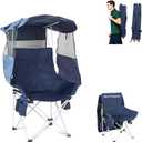 Folding Camping Chairs Canopy Outdoor: Sports Portable Beach Chair with Canopy-Lawn Beach Chairs with Umbrella for Adults-Camping Chair with Shade for Fishing Camp Heavy Duty (Regular, Navy Blue)
