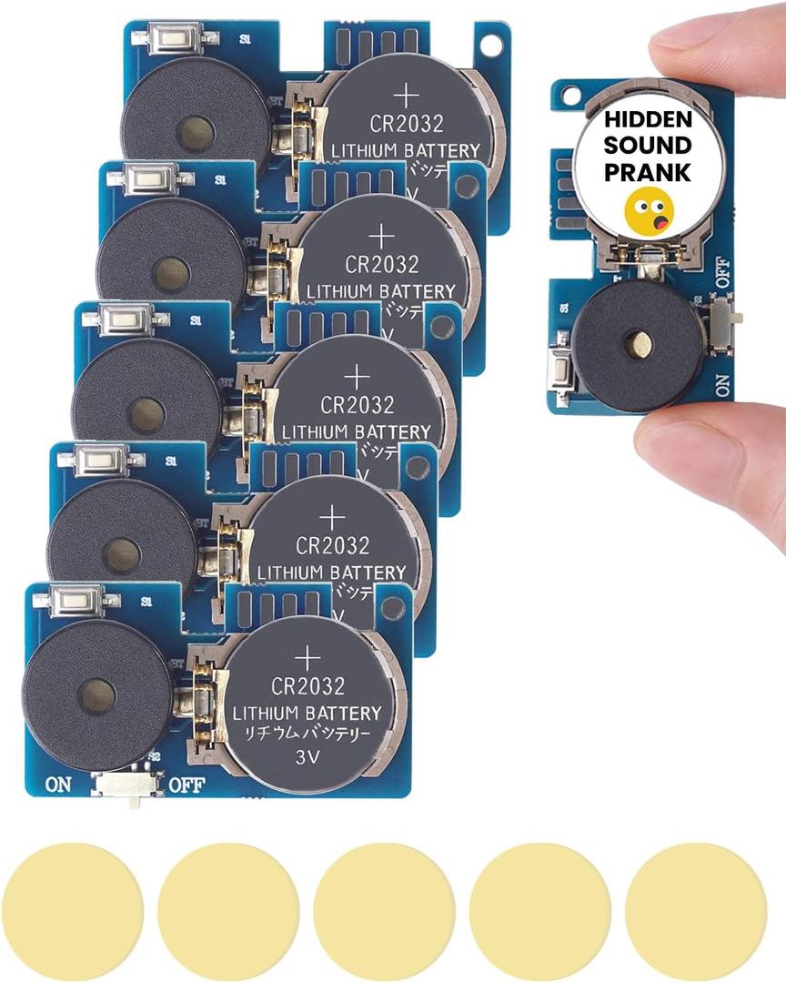 5PCS Cricket Noise Maker Prank, Hidden Sound Prank Device with 16 Sounds Beeping Several Months, Funny Office Home Pranks for Adults, Cricket Prank Gags & Practical Joke Toys Gifts