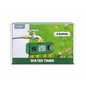 4 Outlet Sprinkler Timer Brass, Programmable Garden Hose Timer with Rain Delay, Manual& Automatic Watering System, Waterproof Gardening Supplies Irrigation Controller for 4 Separate Water Zones