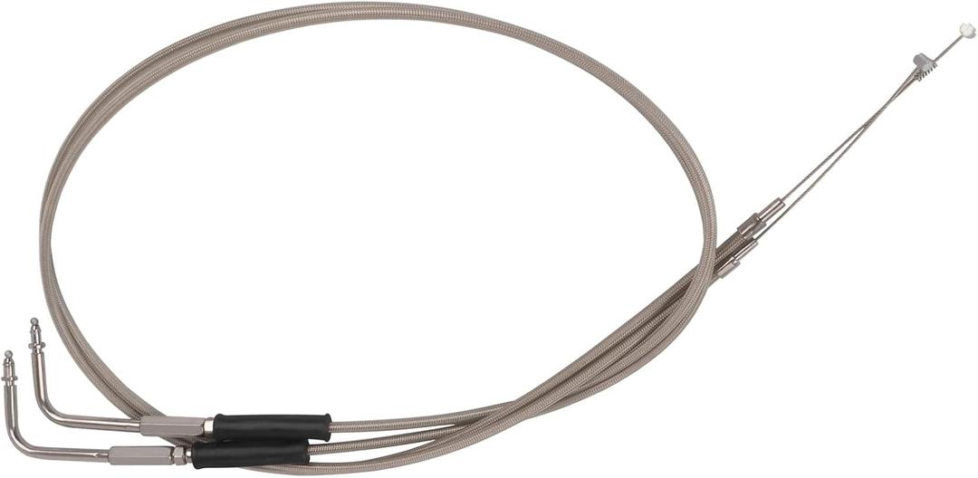 BAIONE 39" 43" 47" 51" Stainless Steel Throttle Cable Wire Kit Idle Cable Compatible with Harley Iron XL 883 1200 Dyna Softail Fat Boy Heritage Road King XL883 XL1200 Throttle Clutch Cable Wire(39")