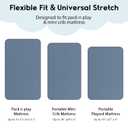 Yoofoss Pack and Play Sheets Fitted, Mini Crib Sheets 2-Pack for Pack N Play Mattress, Stretchy Playard Sheet, Soft and Breathable Blue Rocket